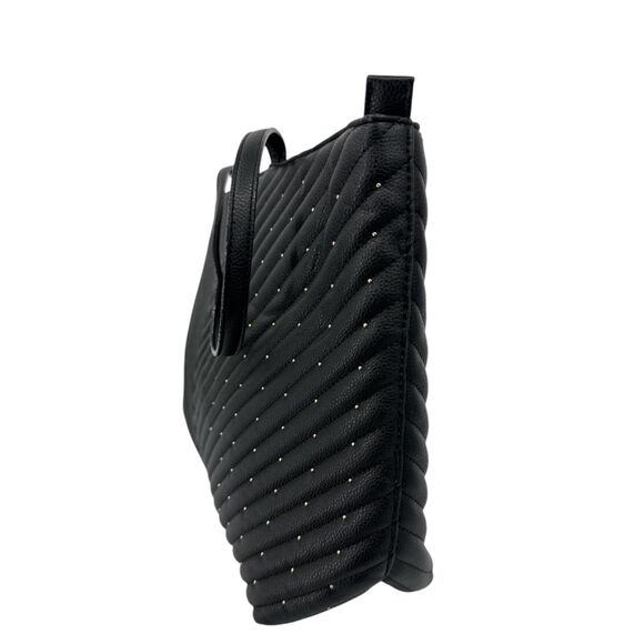 Victorias Secret Tote Gold Studded Bag Black shoulder purse lined - Picture 6 of 15